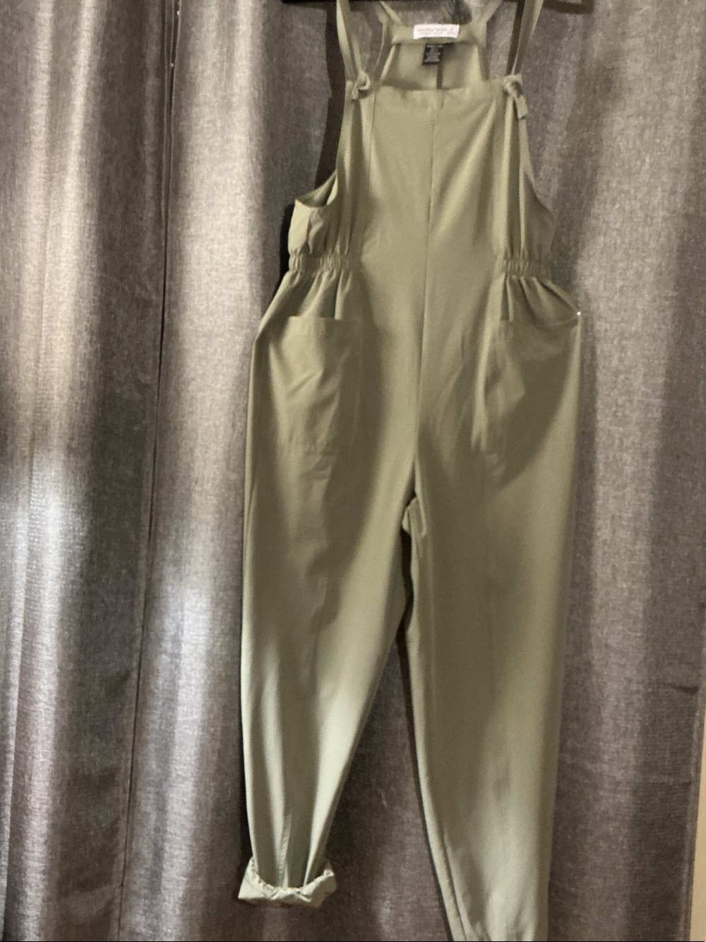 Vanilla Star Olive Tie-Strap Utility Jumpsuit